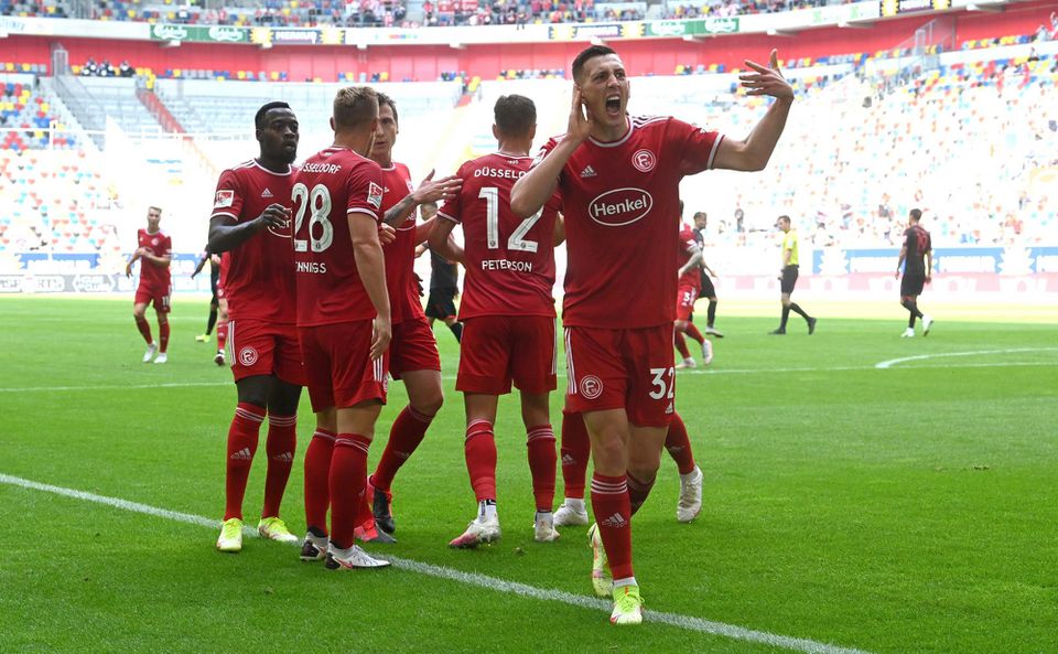 Róbert Boženík sa teší z prvého gólu v drese Düsseldorfu