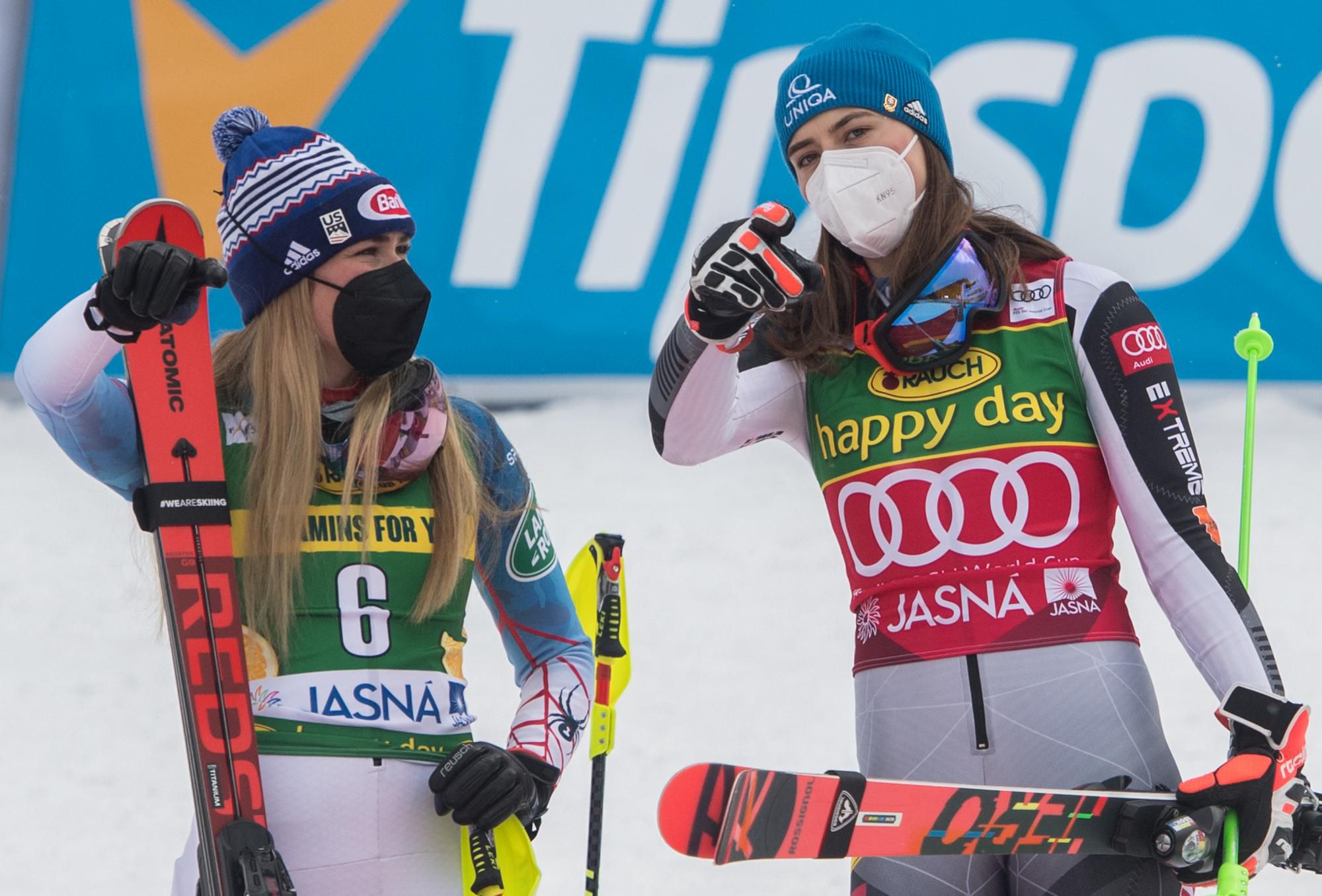 Mikaela Shiffrinová a Petra Vlhová