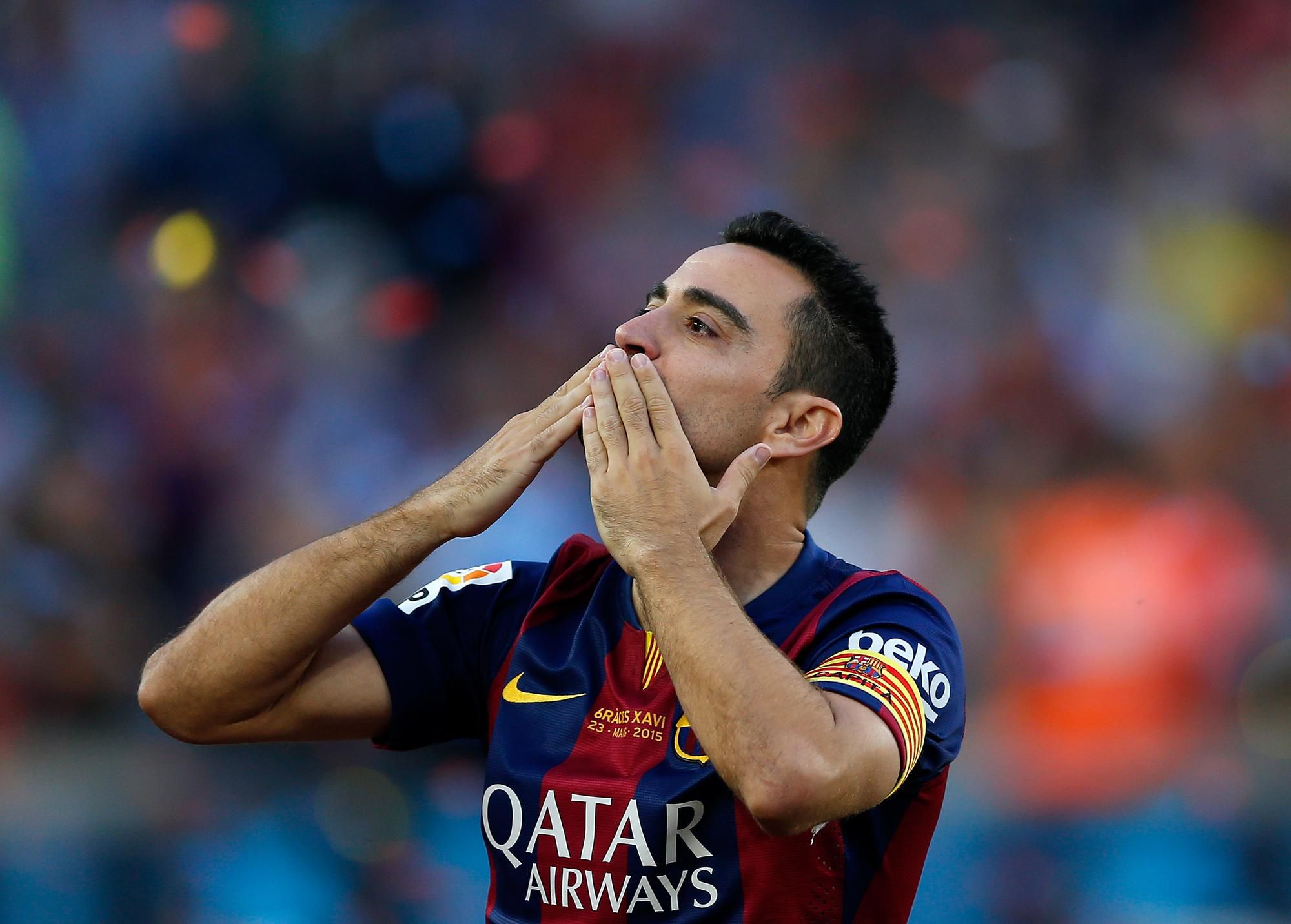 Xavi Hernández počas rozlúčky s FC Barcelona.