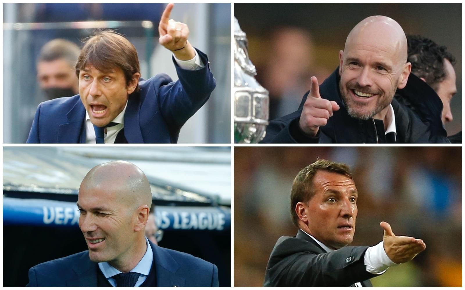 Antonio Conte, Erid ten Hag, Zinedine Zidane a Brendan Rodgers