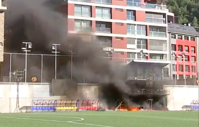 Deň pred zápasom Andorra - Anglicko vypukol na štadióne požiar