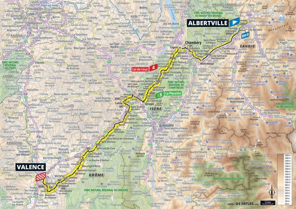 Mapa 10. etapy Tour de France 2021.