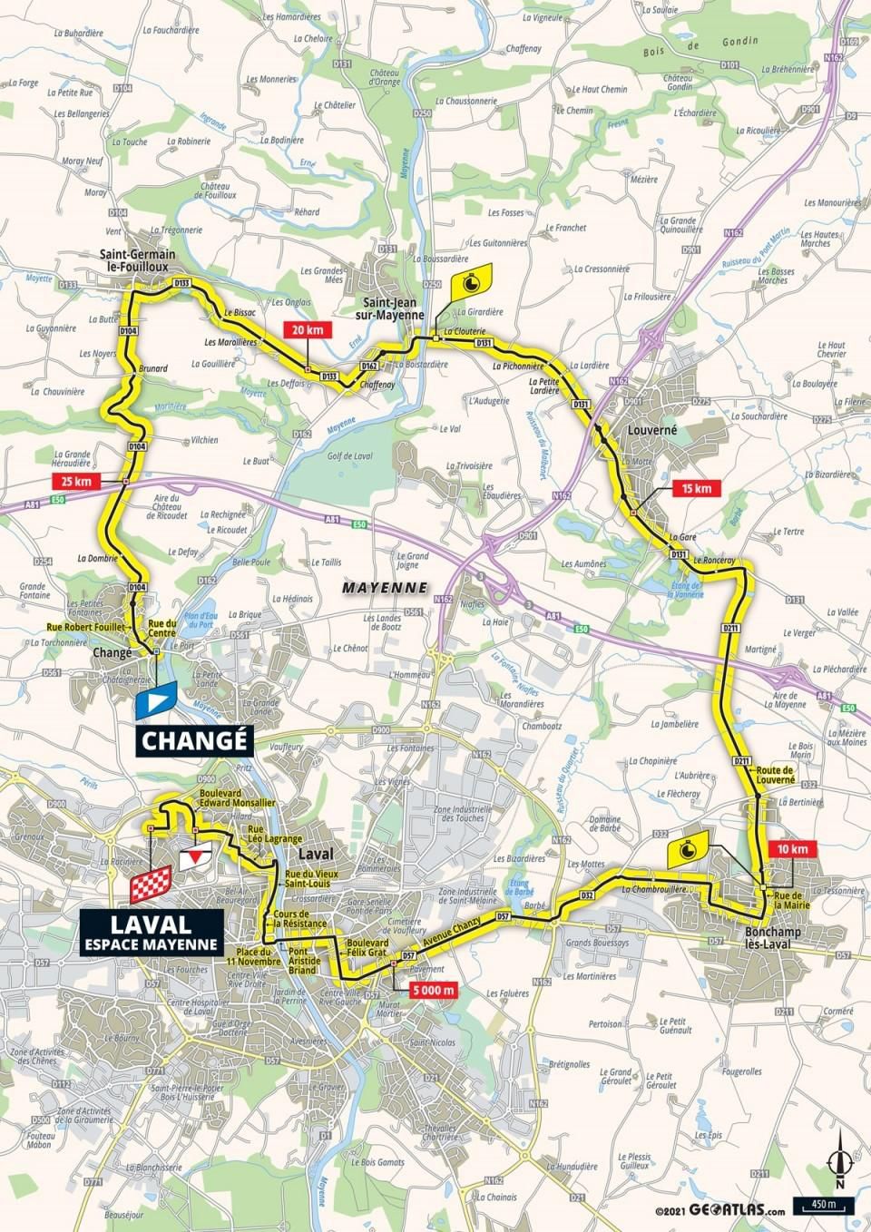 Mapa 5. etapy Tour de France 2021.