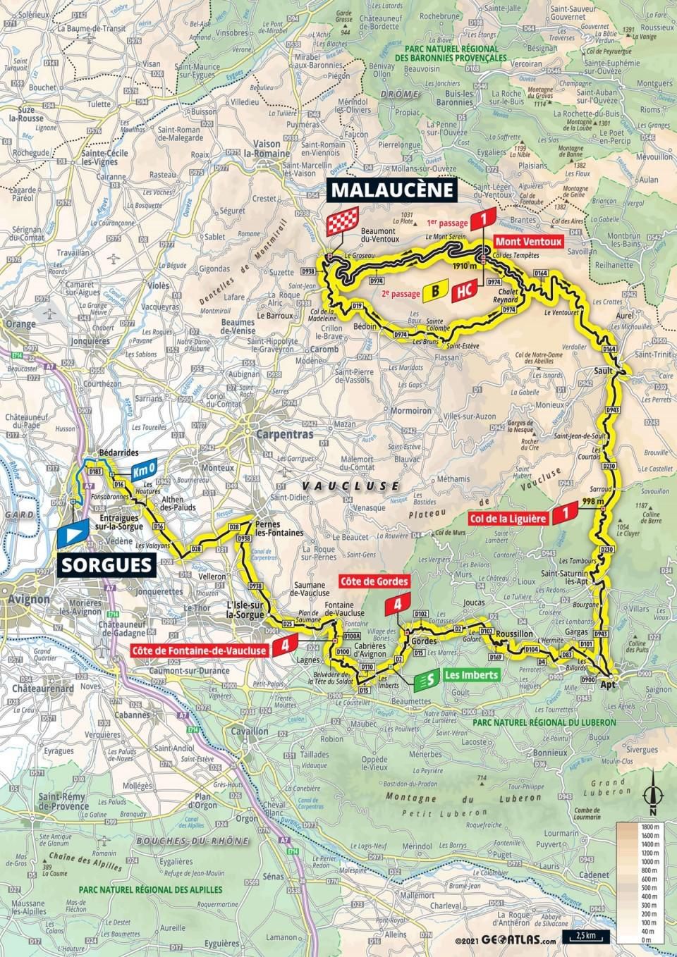 Mapa 11. etapy Tour de France 2021.
