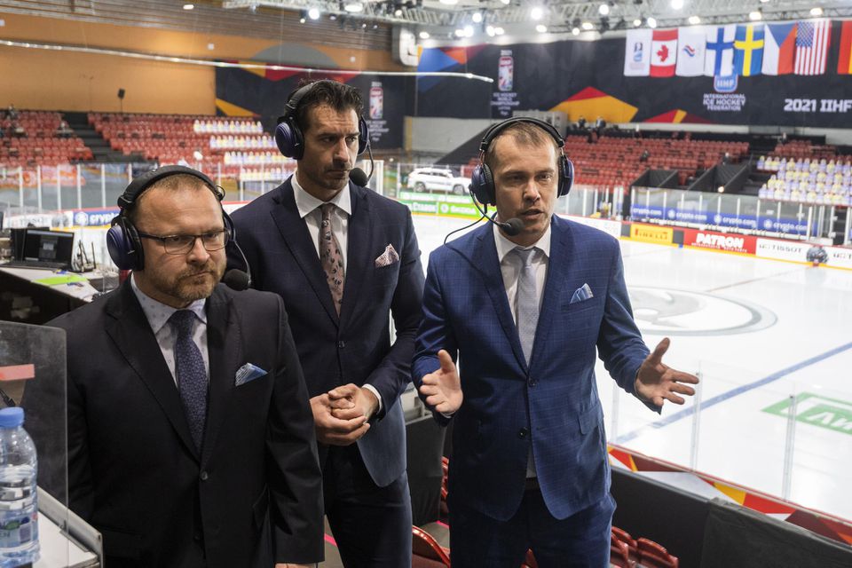 MS v hokeji 2021: Švédsko - Slovensko (štáb RTVS - sprava Matej Hajko, Boris Valábik a Pavol Gašpar)