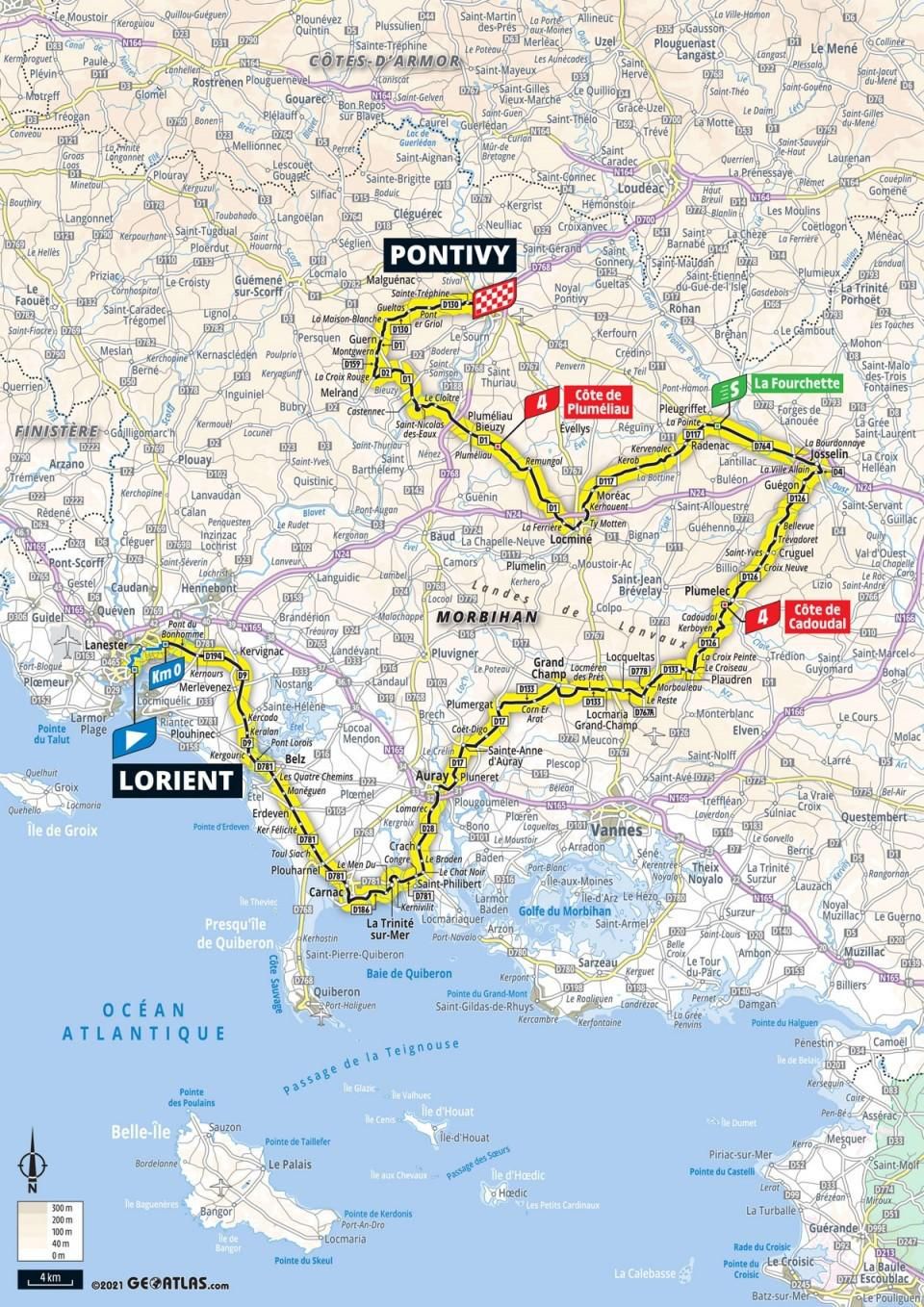 Mapa 2. etapy Tour de France 2021.