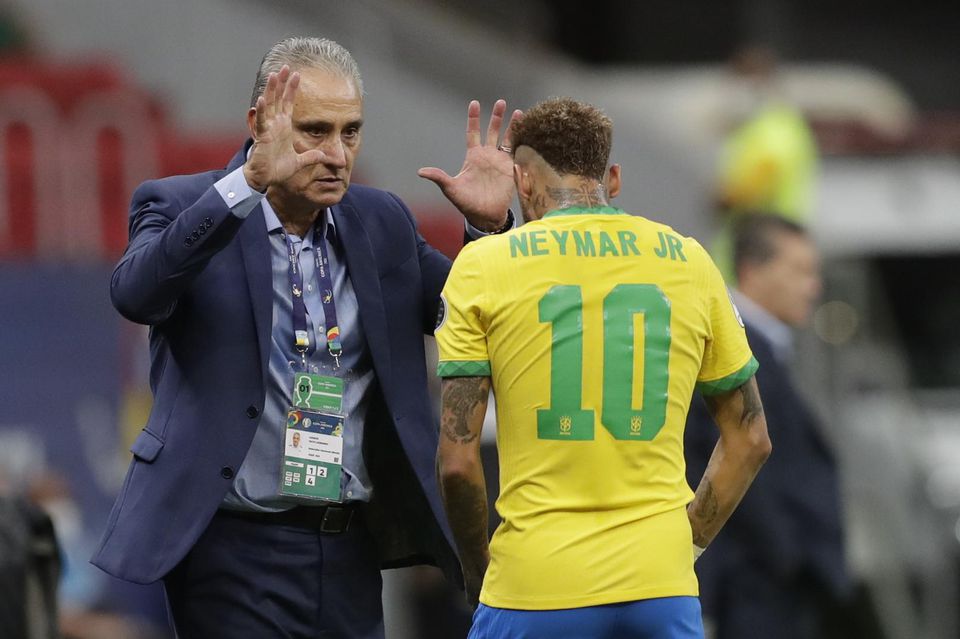 Tréner Brazílie Tite a Neymar