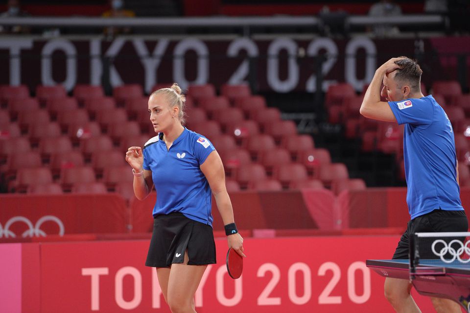 Barbora Balážová a Ľubomír Pištej v osemfinále mixu počas XXXII. letných olympijských hier v Tokiu