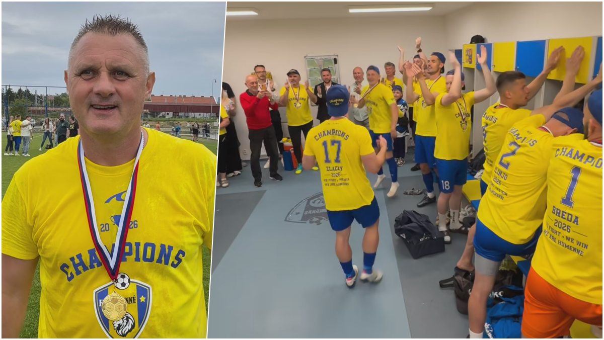 Miroslav Nemec a radosť hráčov FK Humenné. Zdroj - facebook.com/FutbalHumenne