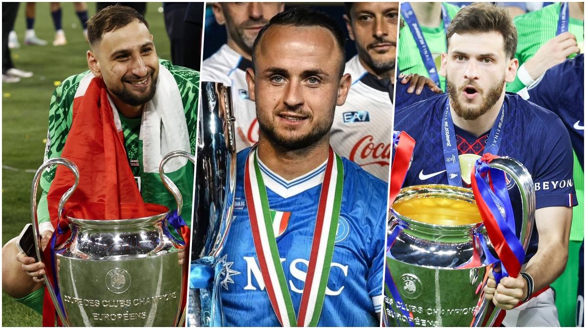 Zľava Gianluigi Donnarumma, Stanislav Lobotka a Chviča Kvaracchelija. Zdroj: Imago