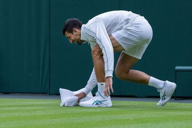 Wimbledon: Djokovič pobavil publikum. Londýnsky trávnik chcel usušiť uterákom