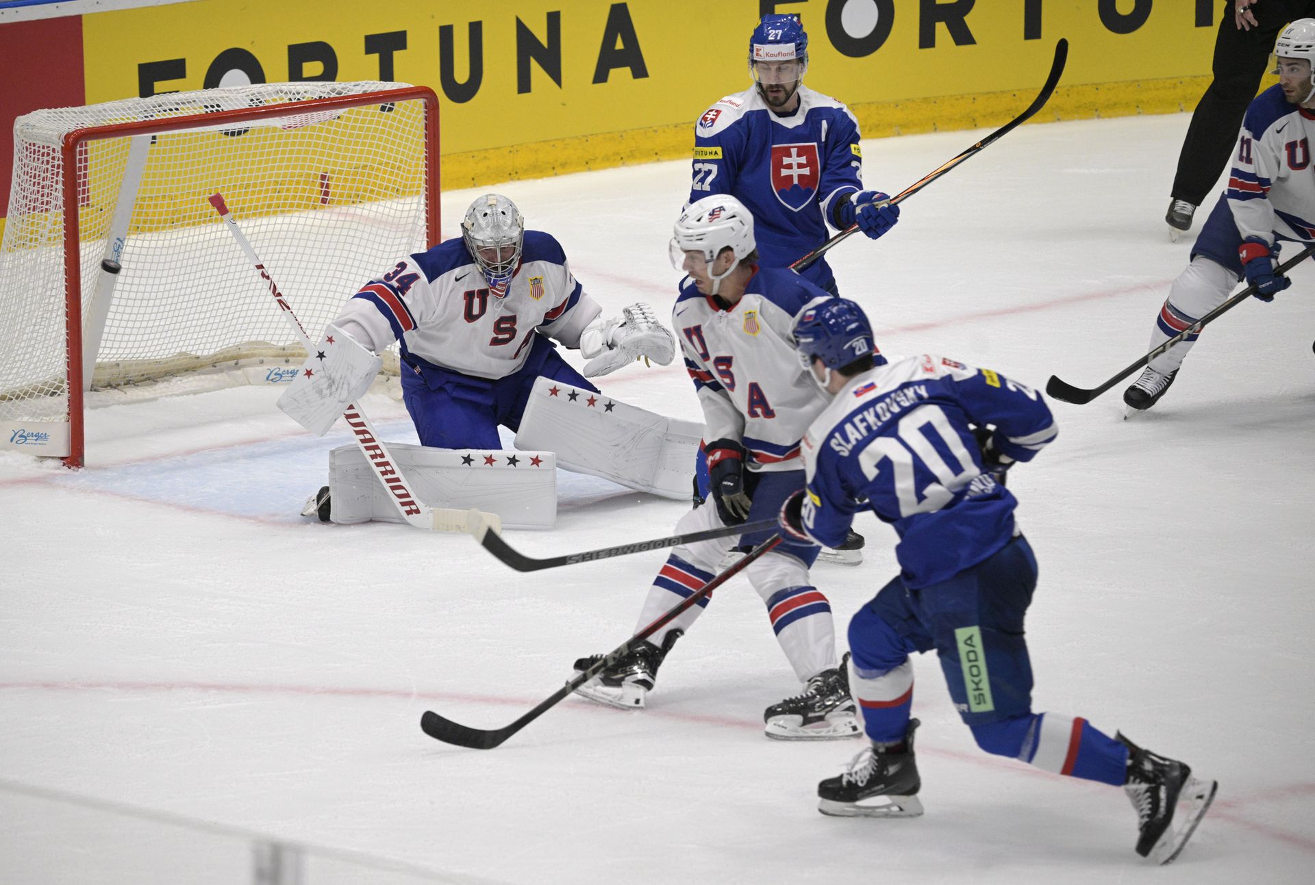 Slovensko - USA ( príprava na MS v hokeji 2024).
Zdroj: SITA/AP