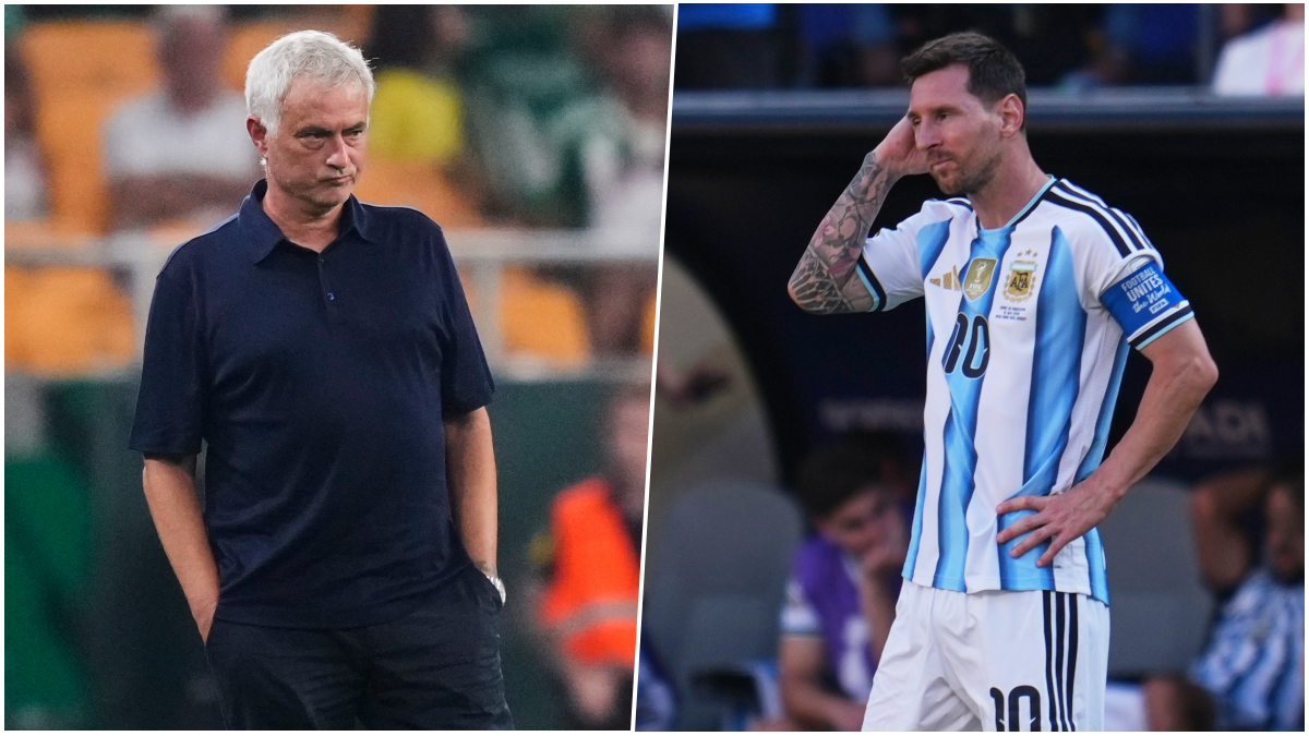José Mourinho a Lionel Messi. Zdroj: SITA/AP