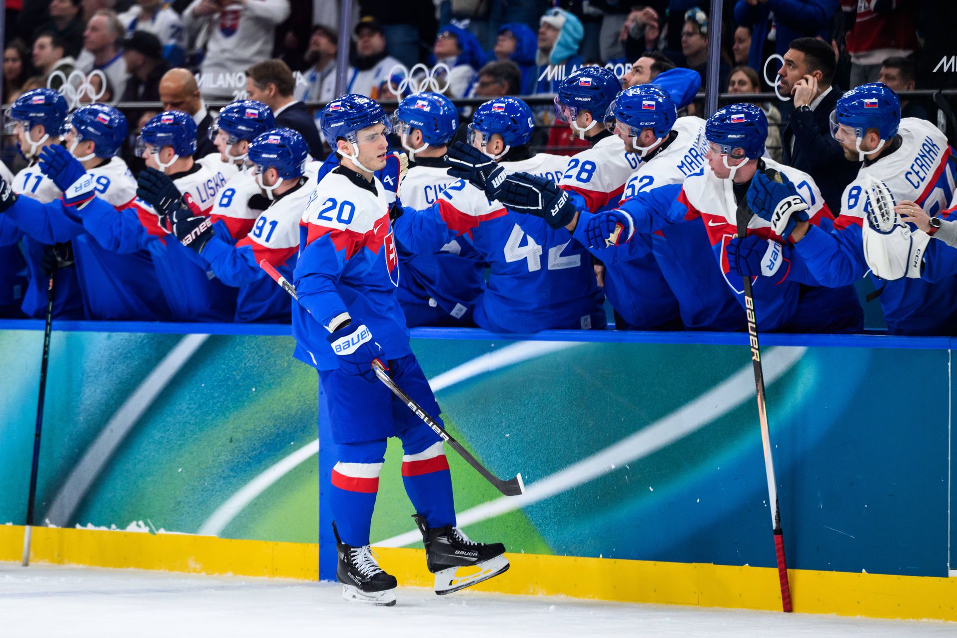 Slovensko - Fínsko / hokej na ZOH 2026. Zdroj: SITA/AP