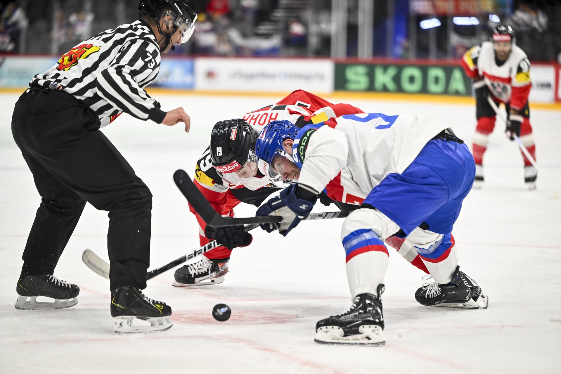 Rakúsko - Slovensko (MS v hokeji 2025). Zdroj: SITA/AP