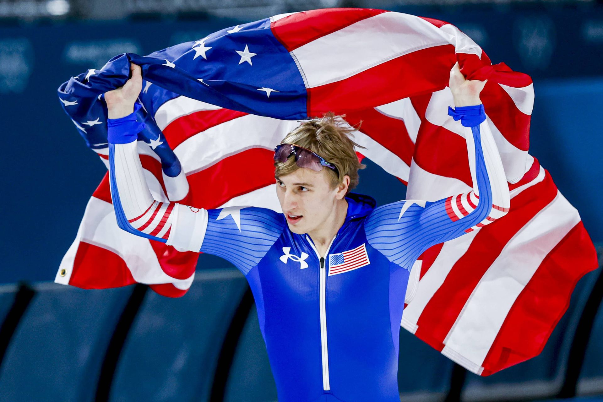 Jordan Stolz sa teší z druhého zlata na ZOH 2026.
Zdroj: IMAGO
