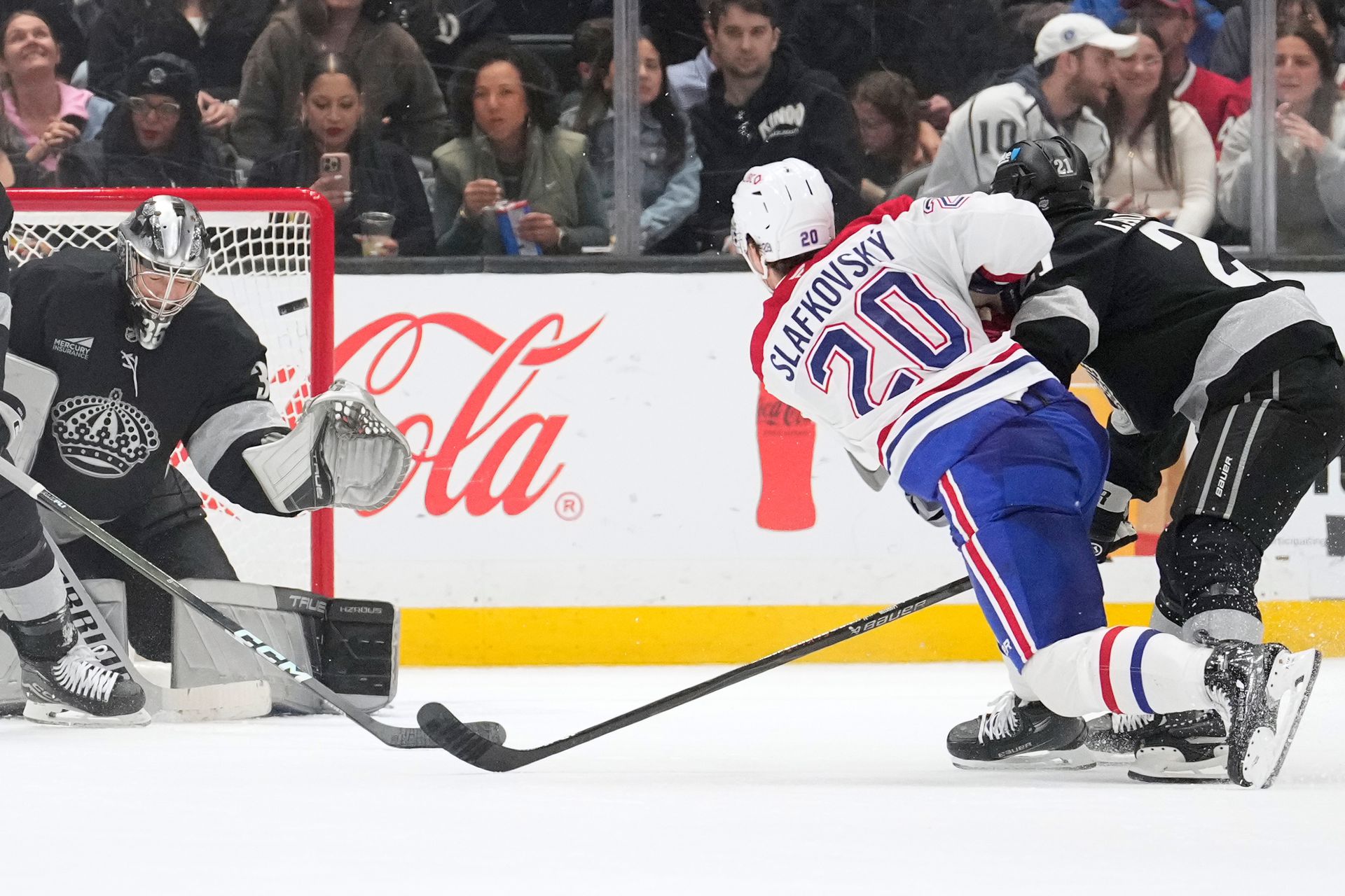 Juraj Slafkovský v zápase Montreal Canadiens - Los Angeles Kings / NHL