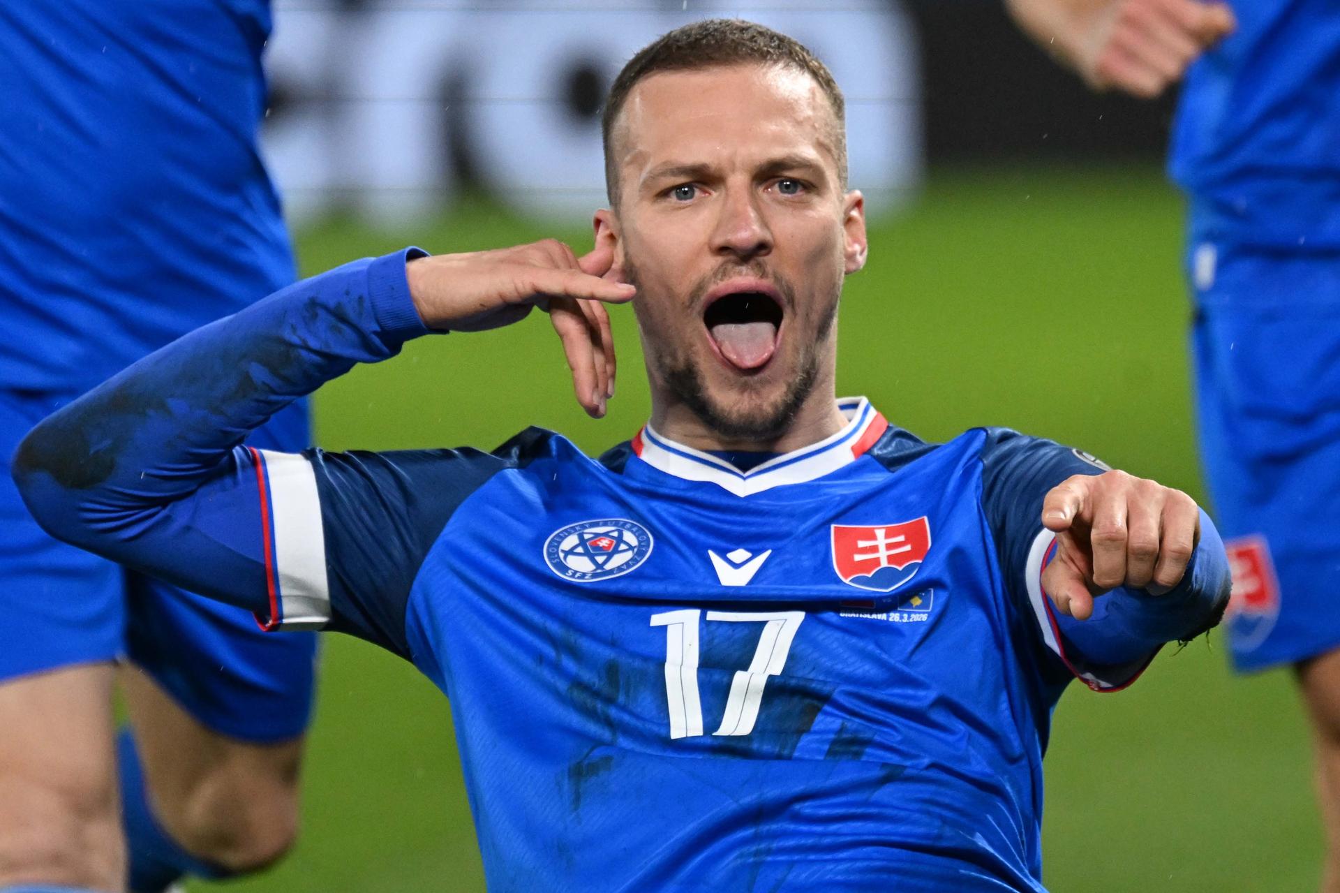 Slovenska Lukáš Haraslín sa teší z gólu. Zdroj: TASR/AP