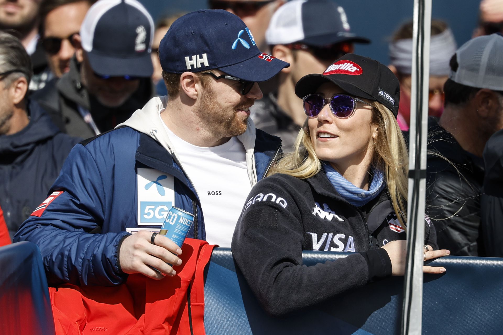 Mikaela Shiffrinová a Aleksander Aamodt Kilde. Zdroj: SITA/AP