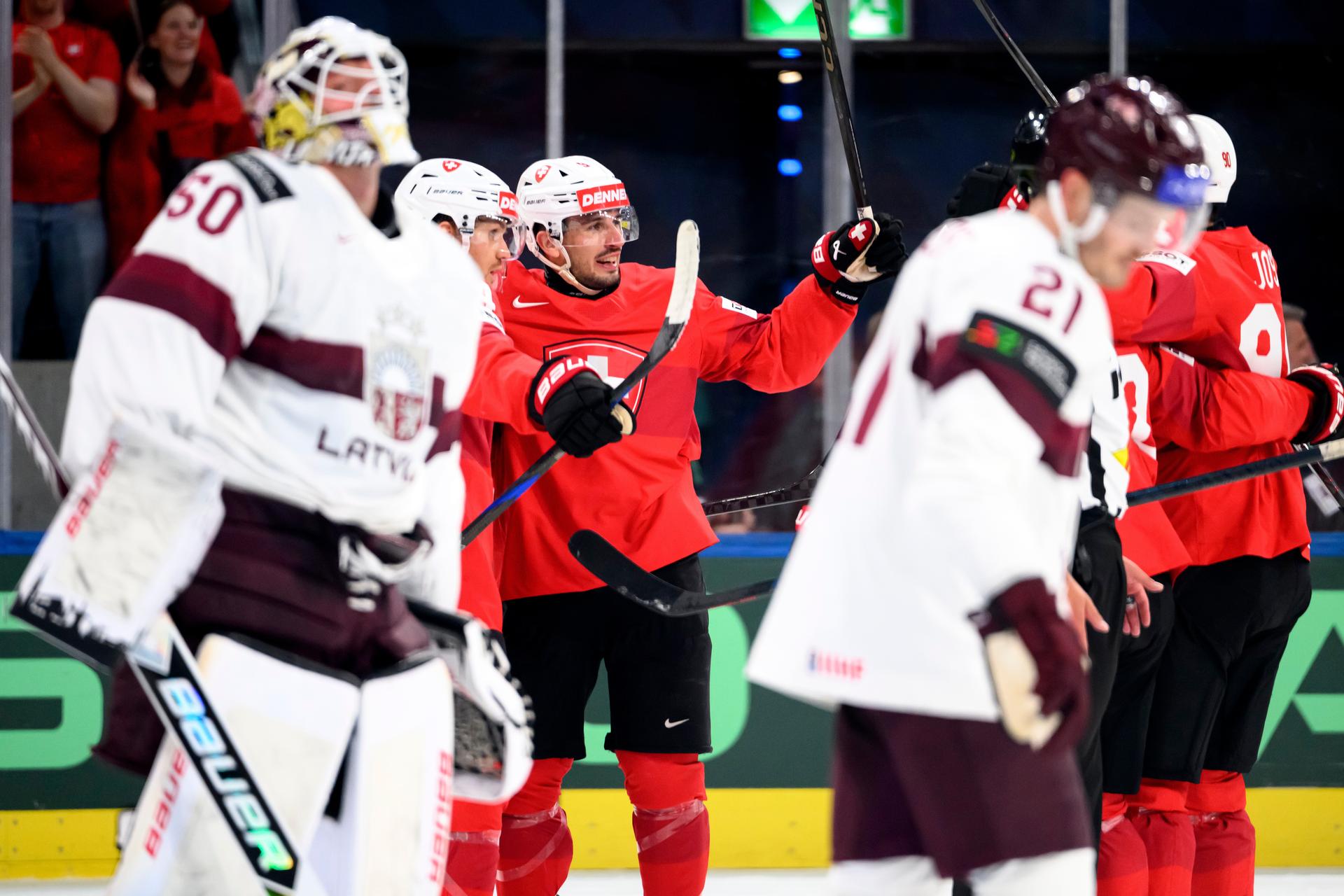 Švajčiarsko - Lotyšsko / MS v hokeji 2026. Zdroj: SITA/AP