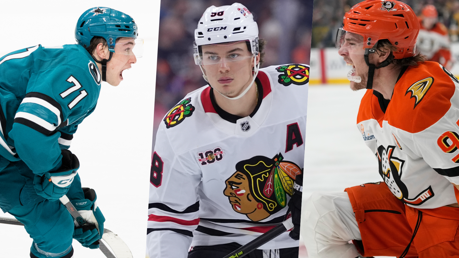 Macklin Celebrini, Connor Bedard a Leo Carlsson. Zdroj: SITA/AP
