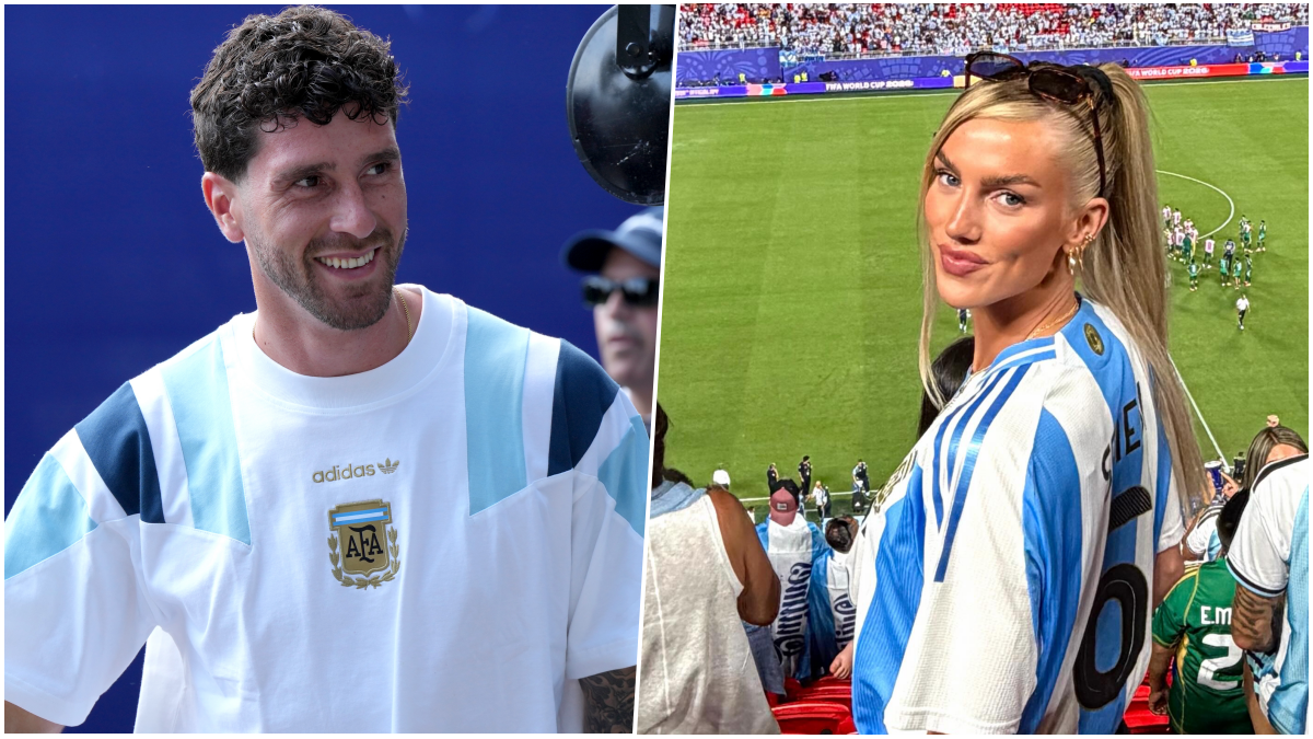Marcos Senesi a Kelci-Rose Bowersová na MS vo futbale 2026. Zdroj: SITA/AP, Instagram / _kelci.rose_