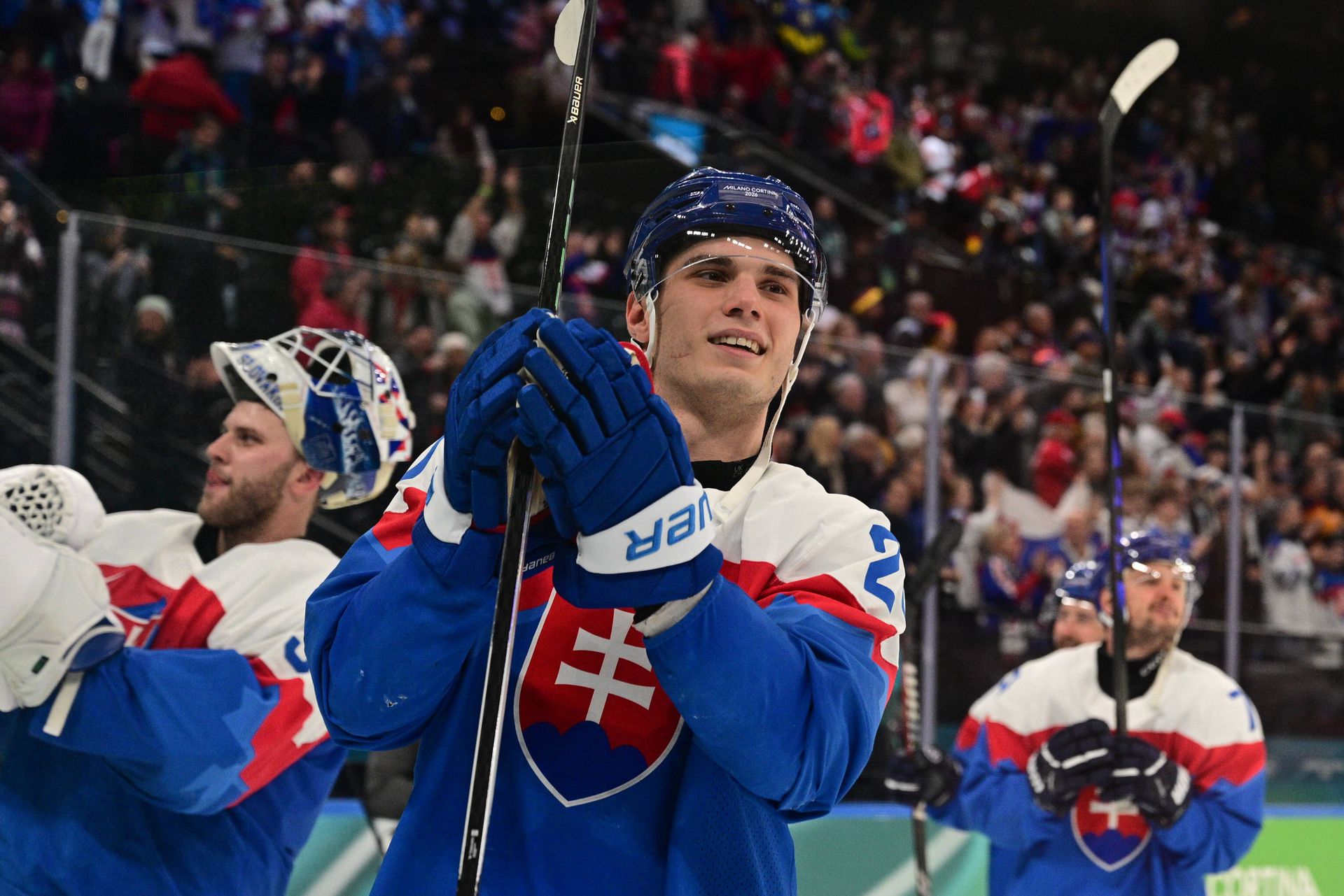 Slovenský hokejový útočník Juraj Slafkovský na ZOH 2026.