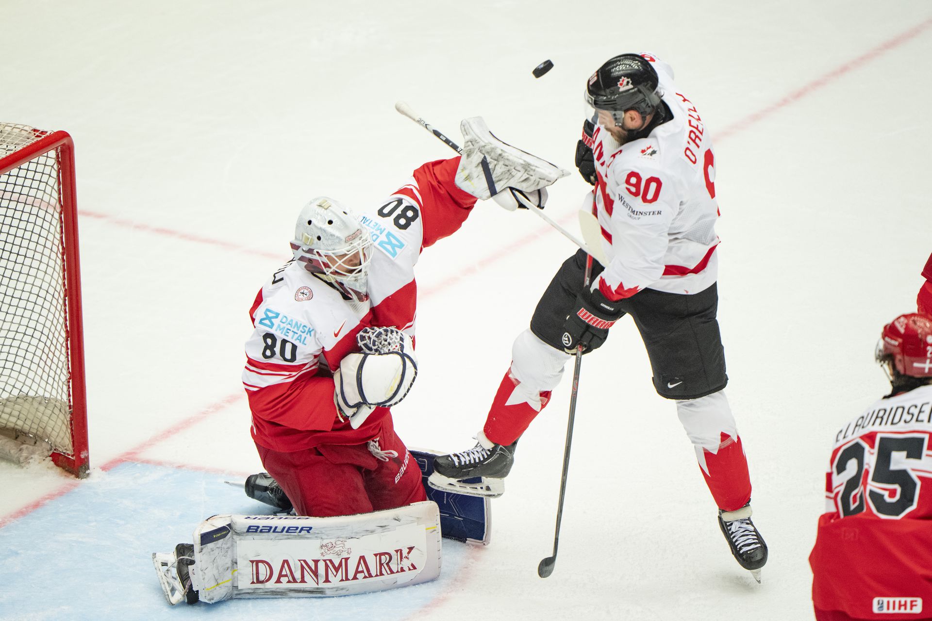 Kanada - Dánsko (MS v hokeji 2025). Zdroj: SITA/AP