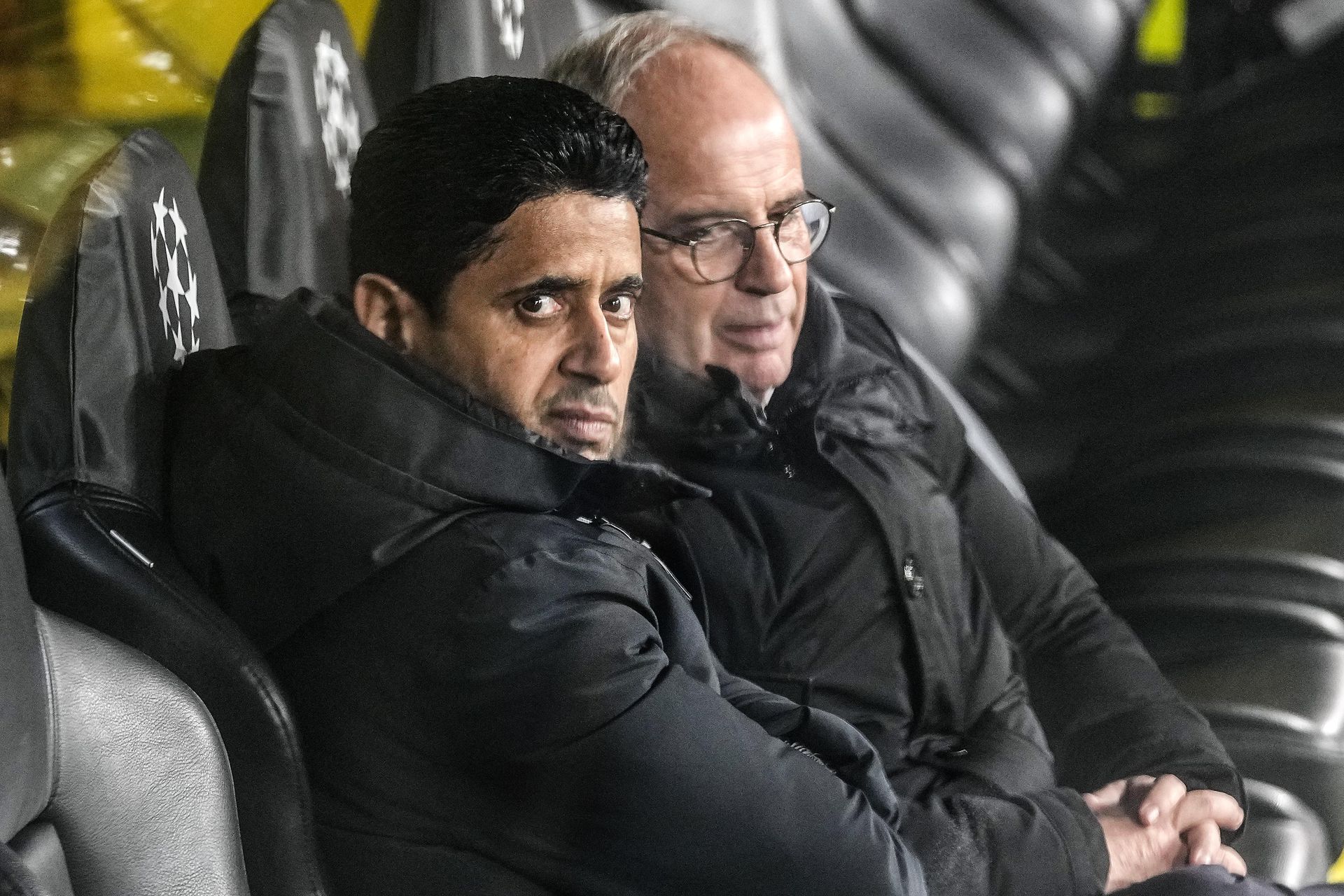 Nasser Al-Khelaifi a Luis Campos. Zdroj: SITA/AP