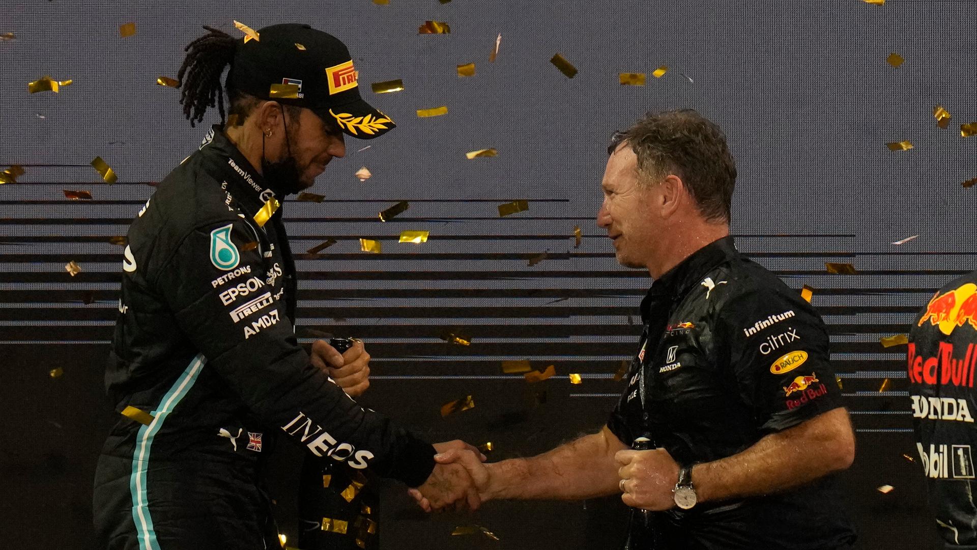 Lewis Hamilton a Christian Horner. Zdroj: SITA/AP
