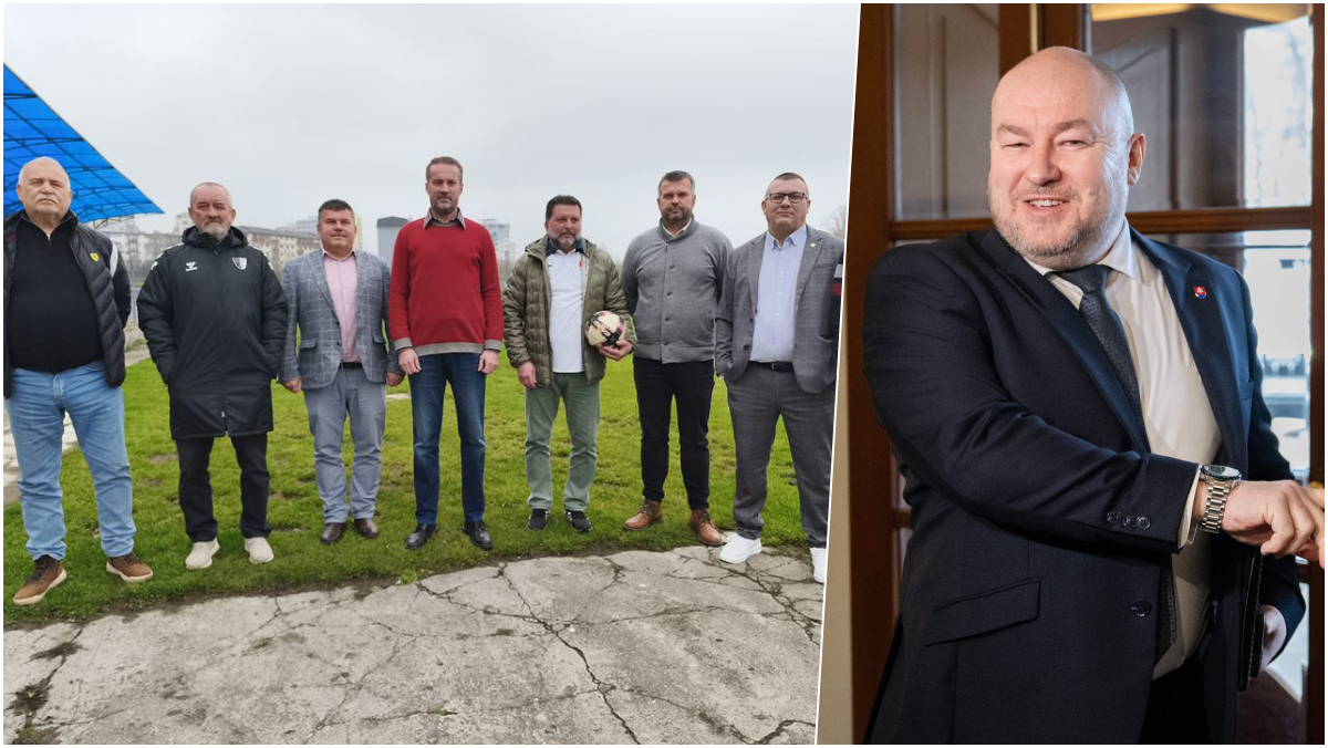 Zástupcovia klubov tretej ligy a Rudolf Huliak. Zdroj - Ivan Mriška, TASR