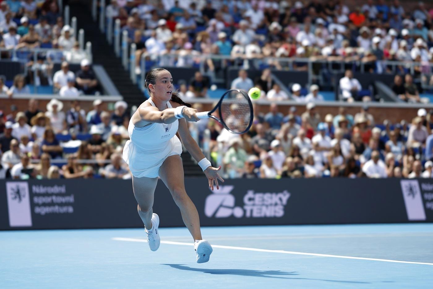 Tereza Valentová na turnaji WTA v Prahe. 
Zdroj: livesportpragueopen.cz