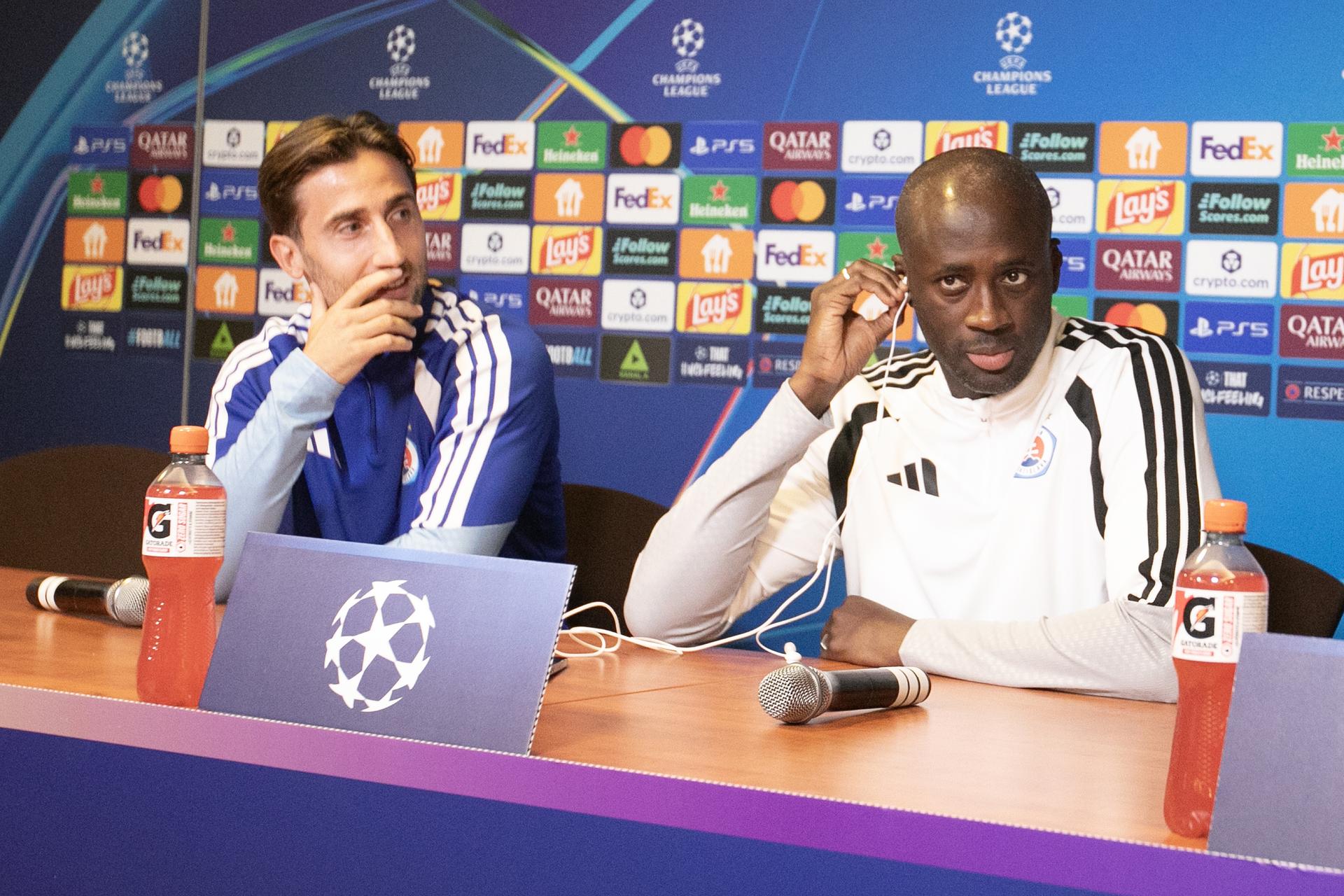 Andraž Šporar a Yaya Touré pred odvetou Ligy majstrov. Zdroj: TASR