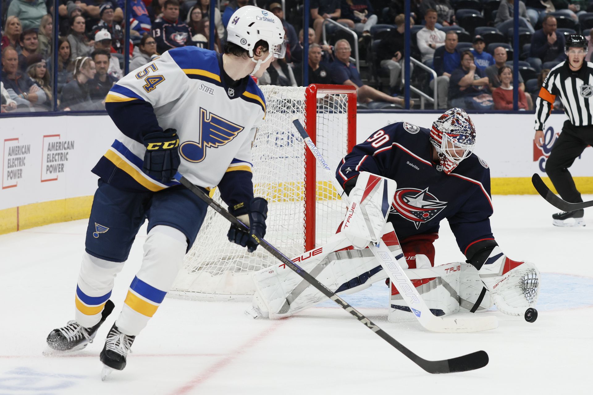 Dalibor Dvorský v zápase Columbus Blue Jackets - St. Louis Blues, zdroj: SITA/AP
