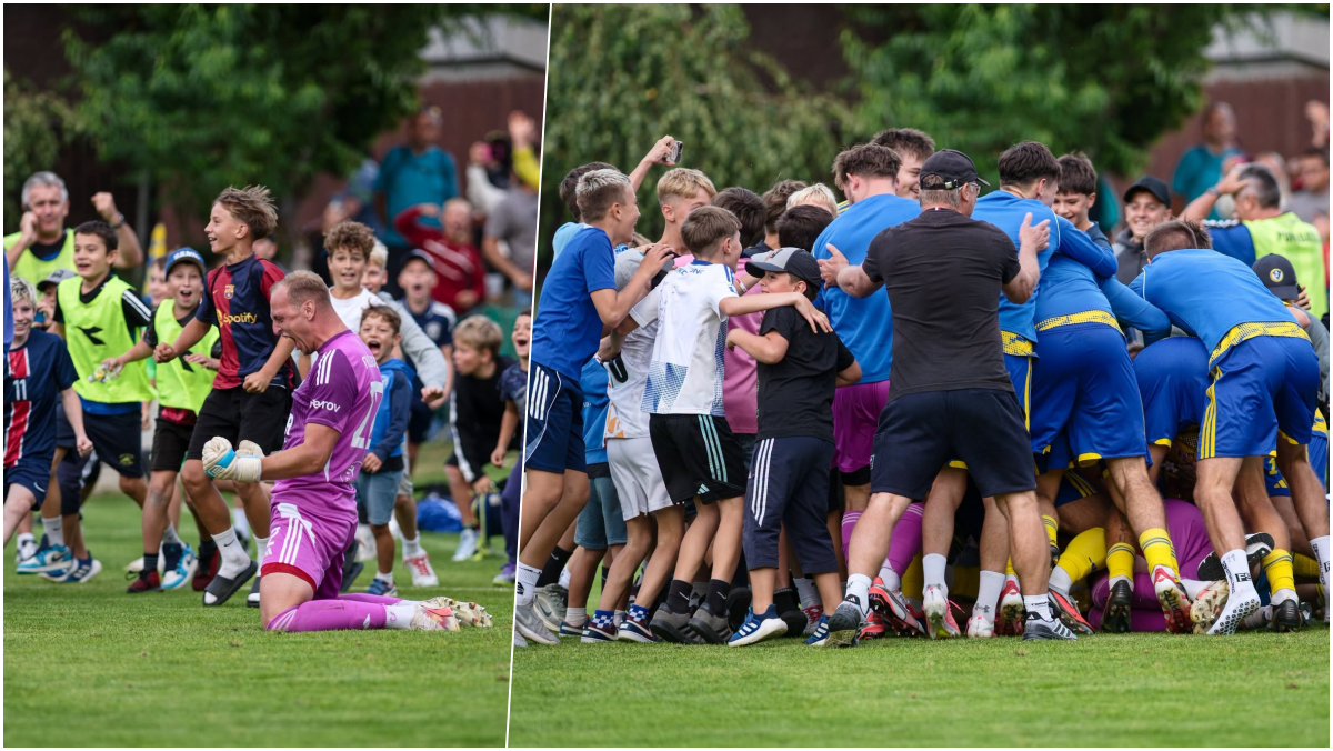 Radosť hráčov FK Kozlovice. Zdroj - facebook.com/prerovskydenik