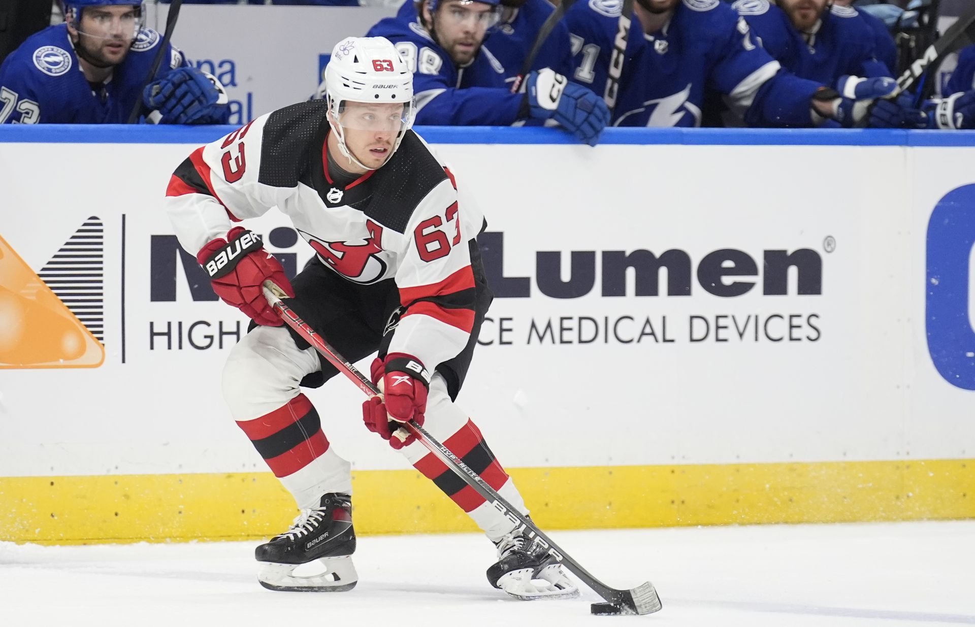 Jesper Bratt (New Jersey Devils). Zdroj: SITA/AP