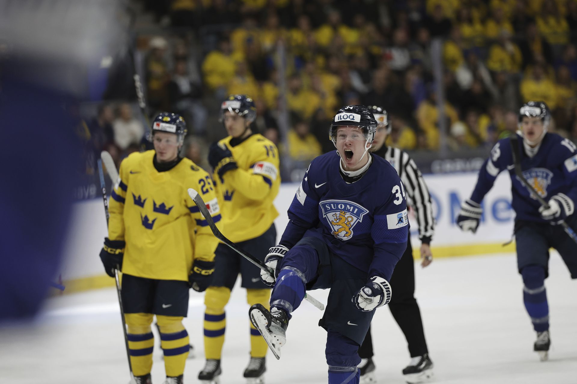 MS v hokeji U20: Švédsko - Fínsko. Zdroj: SITA/AP