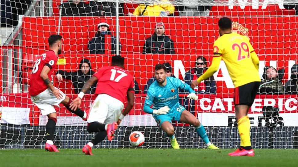 Бруно Фернандеш с първи гол при убедителен успех на Ман Юнайтед (видео)