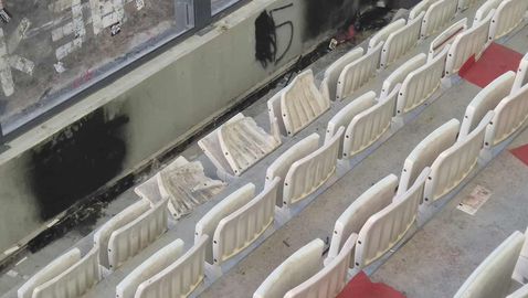 Секторът за гости на "Лаута" с доста щети след дербито