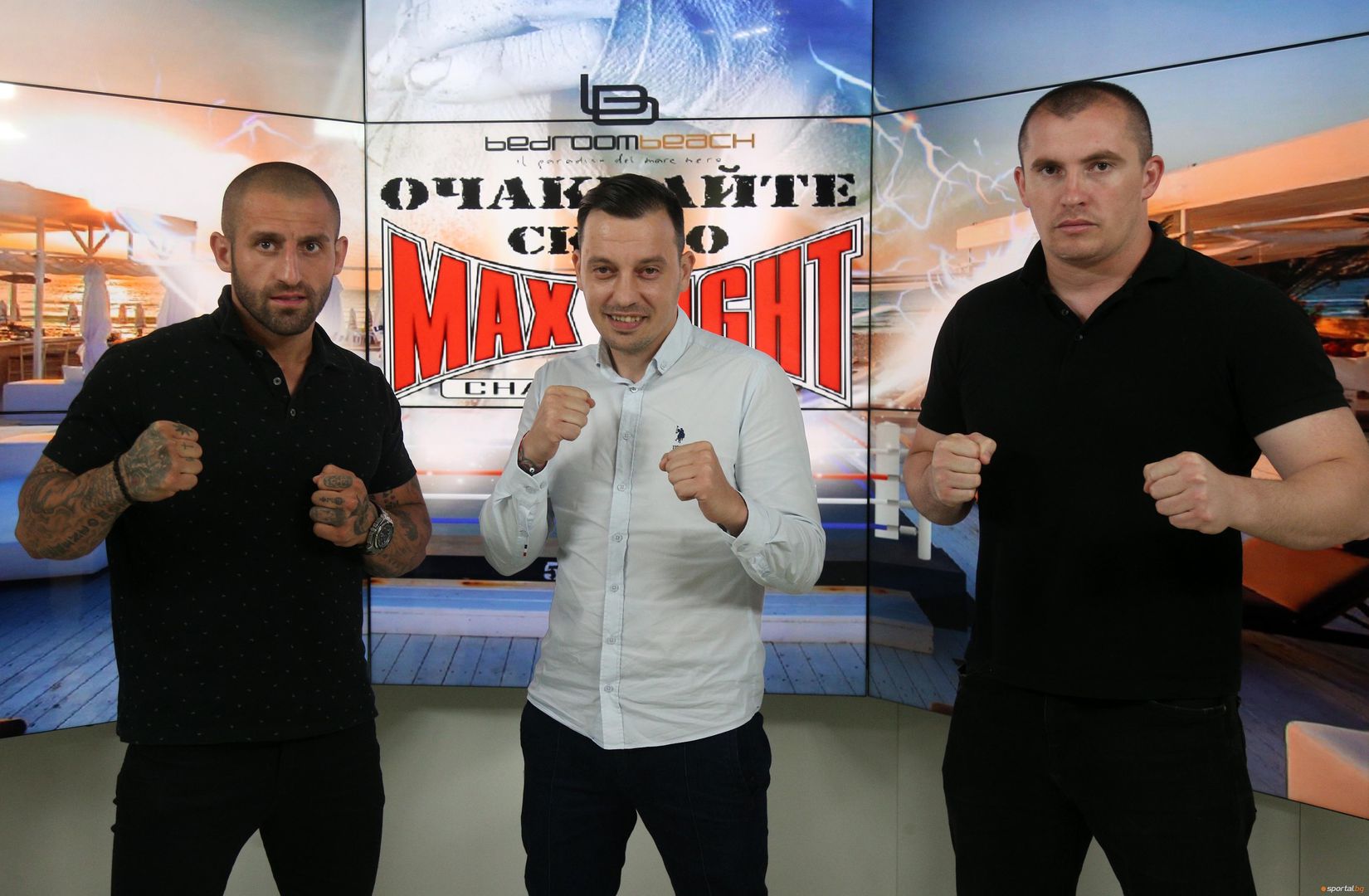 Детелин Далаклиев, Младен Манев и Григор Саруханян в студиото на Sportal.bg преди MAX FIGHT 43