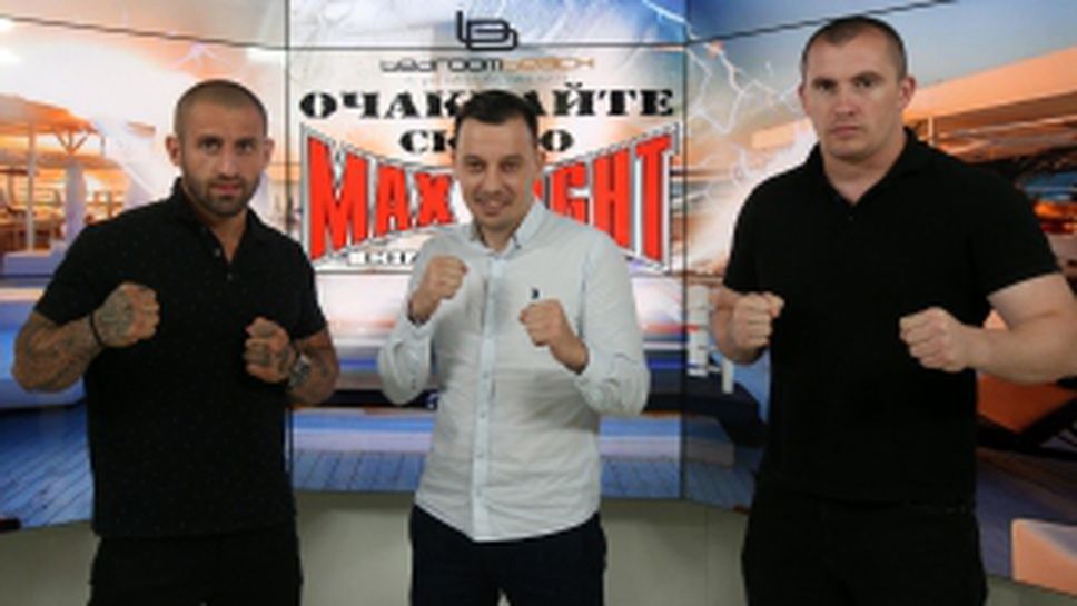 Детелин Далаклиев, Младен Манев и Григор Саруханян в студиото на Sportal.bg преди MAX FIGHT 43