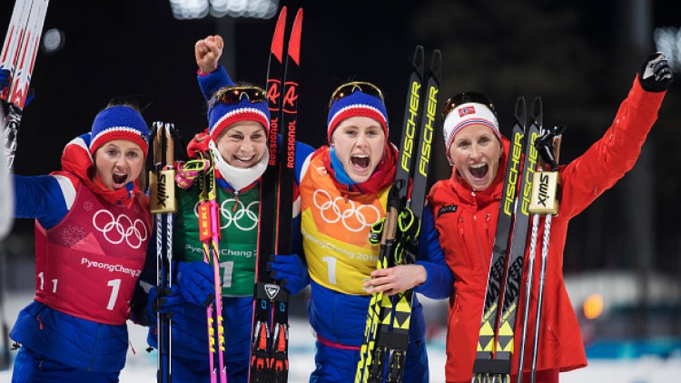 Великата Бьорген изведе Норвегия до олимпийска титла в щафетата