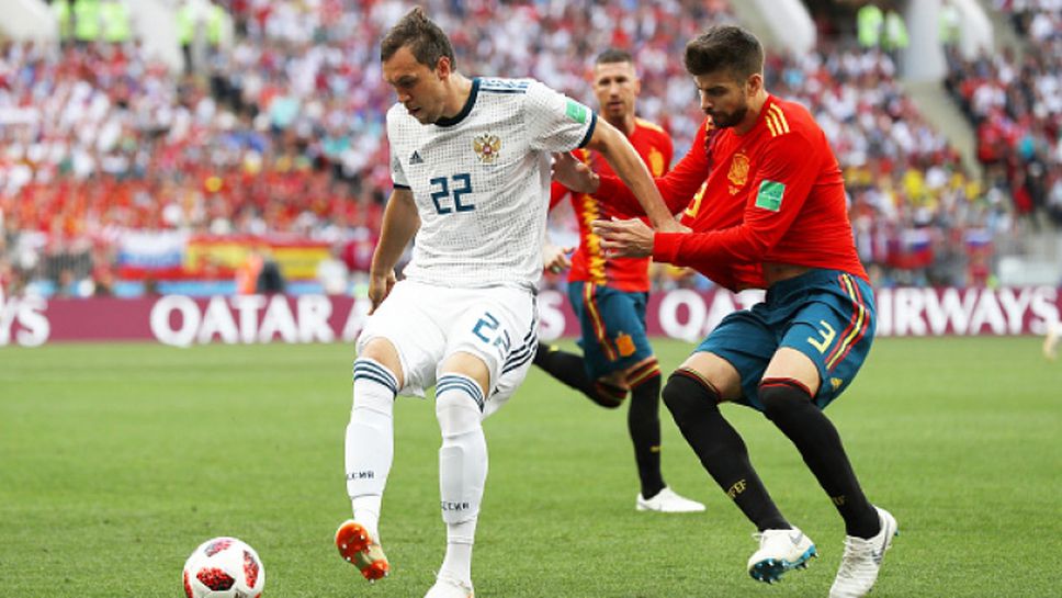 Пике направи безумна дузпа, Русия изравни на Испания с гол на Дзюба