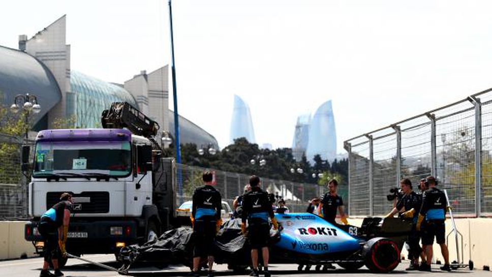 Отмениха първата тренировка за ГП на Азербайджан след тежък инцидент с болид на Уилямс