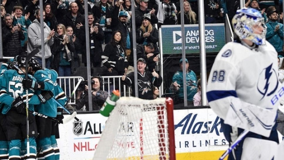 Сан Хосе сложи край на серията на Тампа Бей от 16 поредни мача с точка