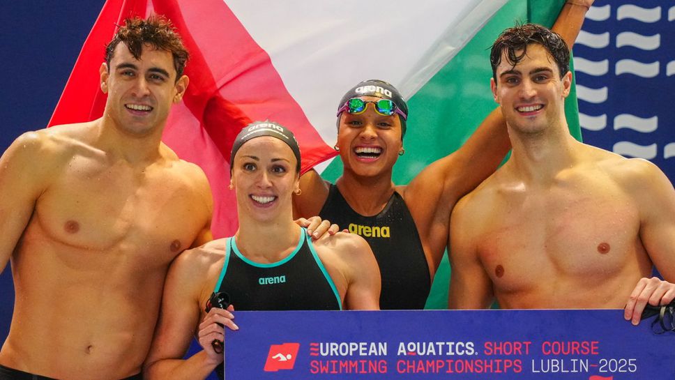 Смесената щафета на Италия постави световен рекорд по време на Европейското първенство по плуване