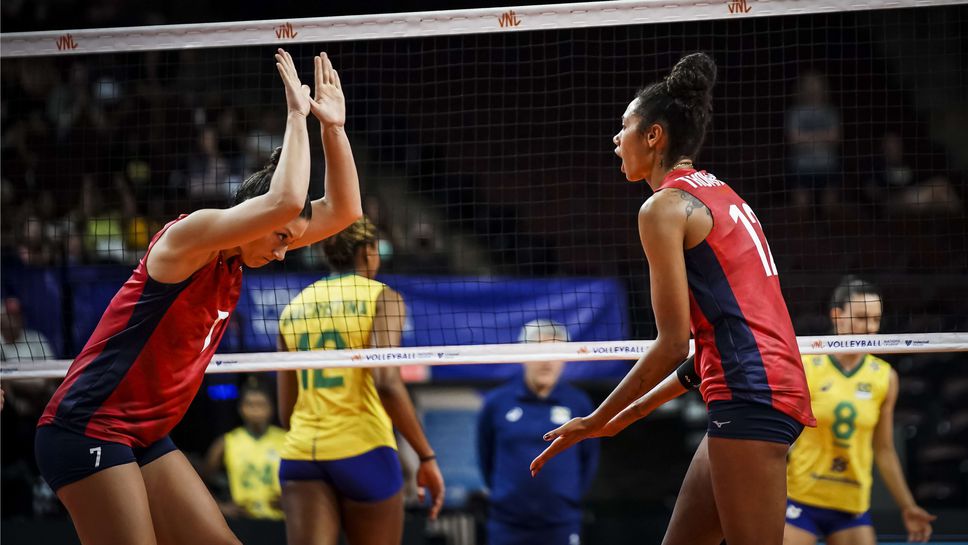 Олимпийските шампионки от САЩ нанесоха първа загуба на Бразилия в Лигата на нациите 🏐