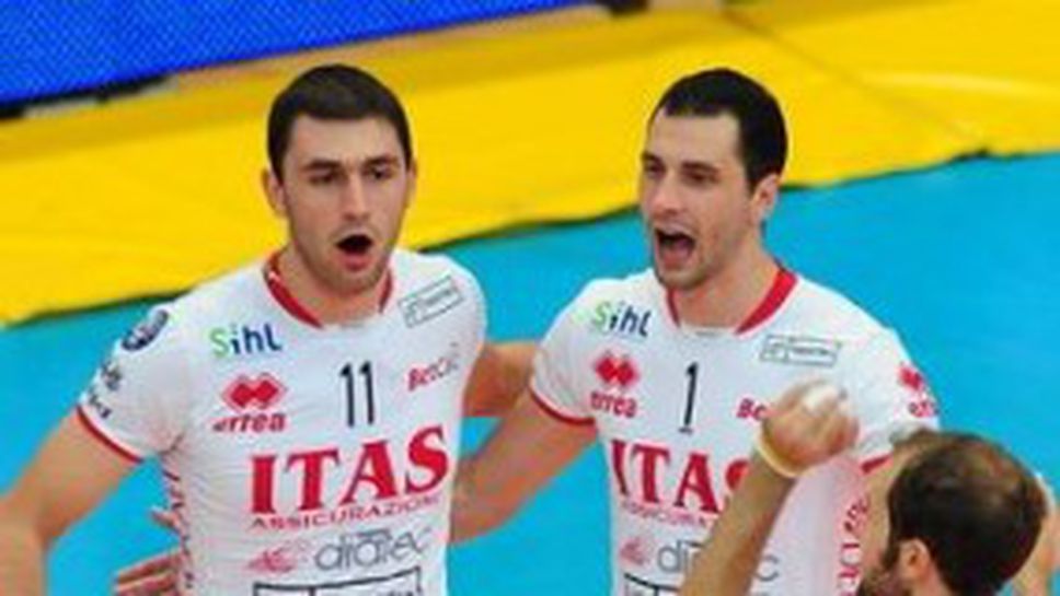 Казийски + Висото = 43 точки! Тренто удари Сислей с 3:2, Соколов резерва