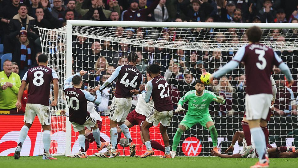 Астън Вила прекъсна серията на Арсенал с гол в 95-ата миинута и се заяви като истински претендент за титлата