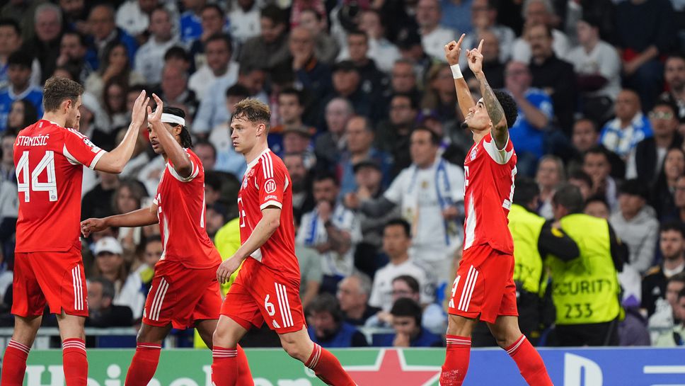 На полувремето: Реал Мадрид 0:1 Байерн, гол на Луис Диас